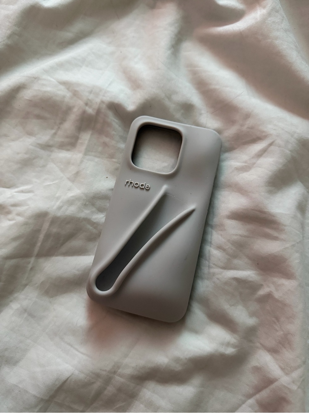 RHODE Silicone Phone Case with Integrated Hand Strap in Light Gray